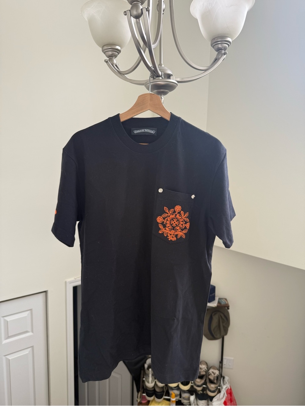 Black/ Orange Floral Emblem - Chrome Hearts
